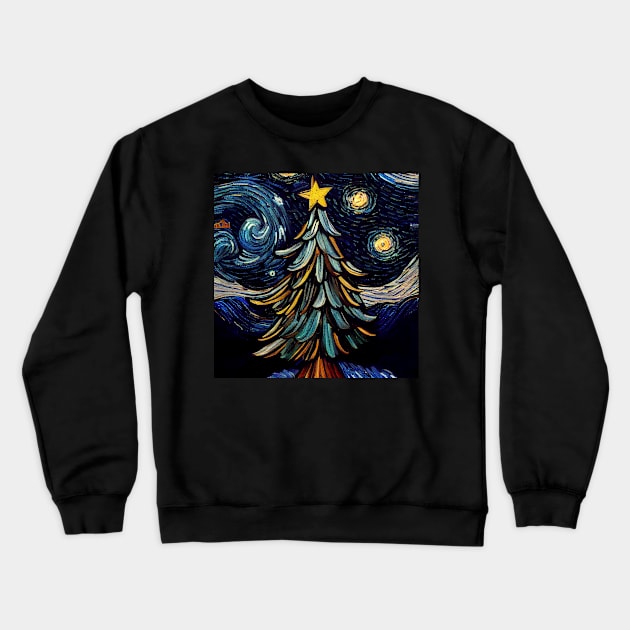 Van Gogh Starry Tree 02 Crewneck Sweatshirt by BarrySullivan